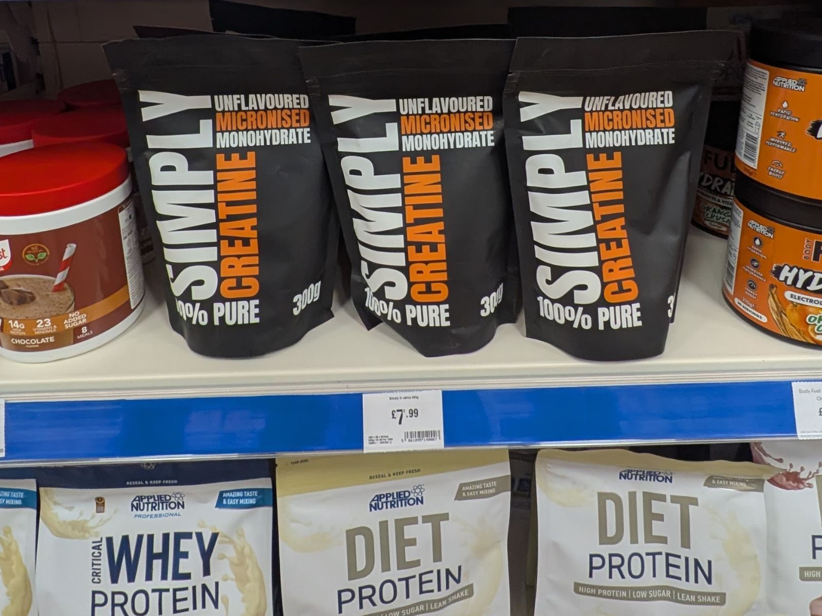 Simply Creatine on shelf at The Range
